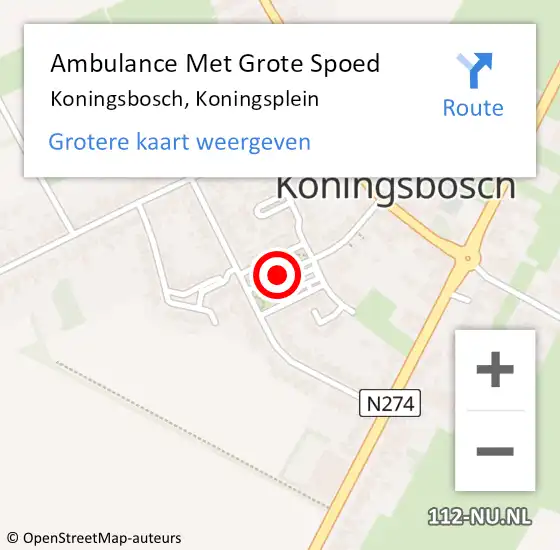 Locatie op kaart van de 112 melding: Ambulance Met Grote Spoed Naar Koningsbosch, Koningsplein op 12 mei 2015 00:21