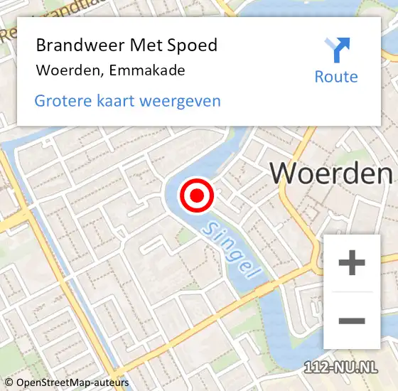 Locatie op kaart van de 112 melding: Brandweer Met Spoed Naar Woerden, Emmakade op 12 mei 2015 00:28