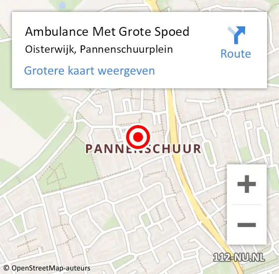 Locatie op kaart van de 112 melding: Ambulance Met Grote Spoed Naar Oisterwijk, Pannenschuurplein op 12 mei 2015 05:17