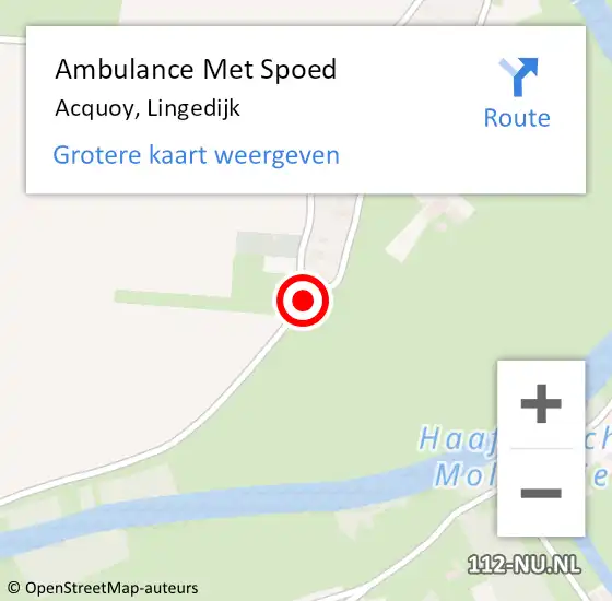 Locatie op kaart van de 112 melding: Ambulance Met Spoed Naar Acquoy, Lingedijk op 7 november 2013 13:47