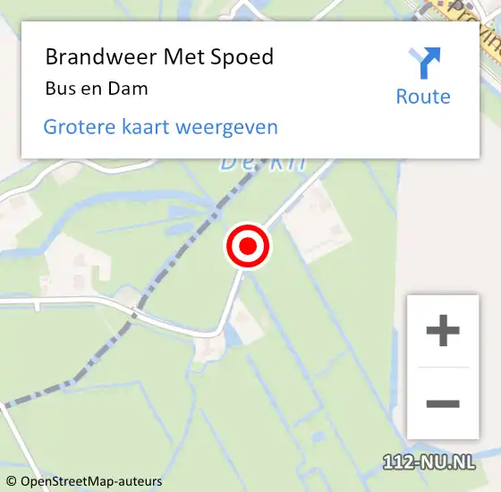 Locatie op kaart van de 112 melding: Brandweer Met Spoed Naar Bus en Dam op 12 mei 2015 07:41