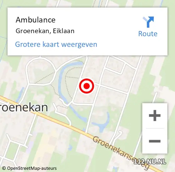 Locatie op kaart van de 112 melding: Ambulance Groenekan, Eiklaan op 12 mei 2015 08:32