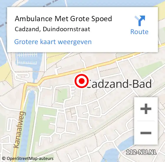 Locatie op kaart van de 112 melding: Ambulance Met Grote Spoed Naar Cadzand, Duindoornstraat op 12 september 2013 07:50