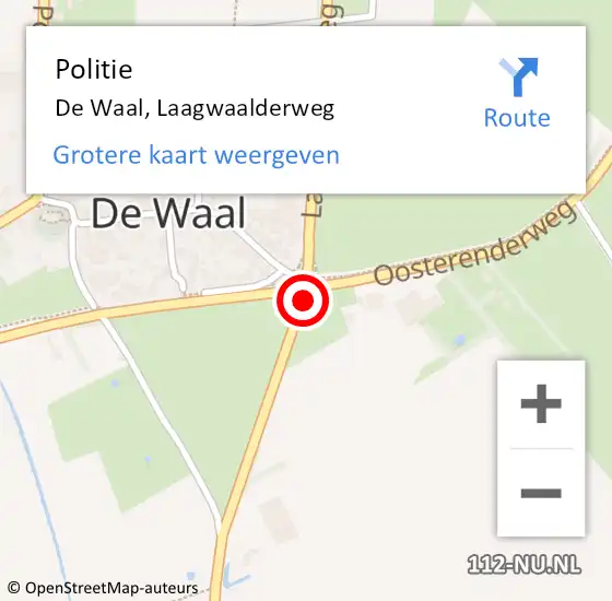 Locatie op kaart van de 112 melding: Politie De Waal, Laagwaalderweg op 12 mei 2015 09:33