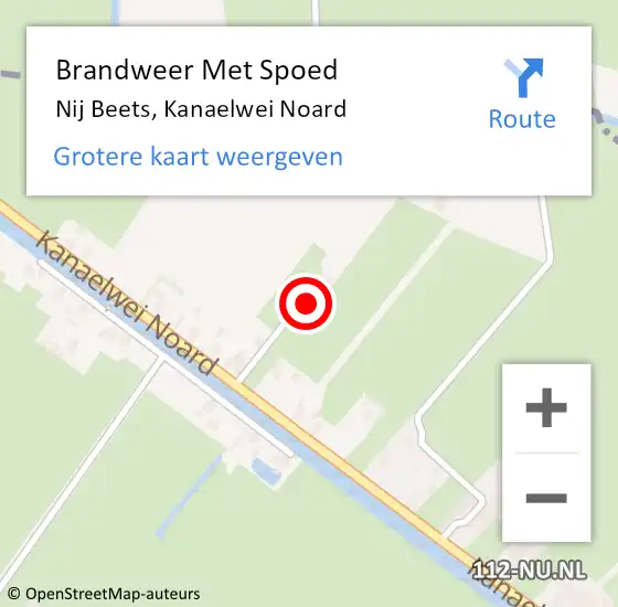 Locatie op kaart van de 112 melding: Brandweer Met Spoed Naar Nij Beets, Kanaelwei Noard op 12 mei 2015 09:45