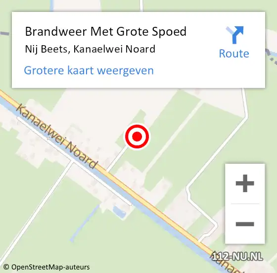 Locatie op kaart van de 112 melding: Brandweer Met Grote Spoed Naar Nij Beets, Kanaelwei Noard op 12 mei 2015 09:51