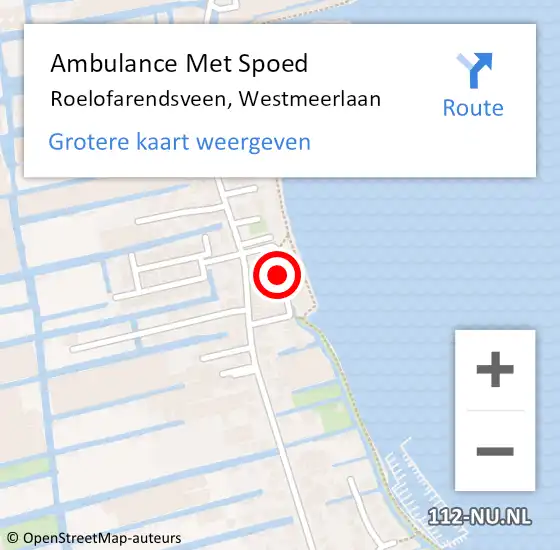 Locatie op kaart van de 112 melding: Ambulance Met Spoed Naar Roelofarendsveen, Westmeerlaan op 12 mei 2015 10:17