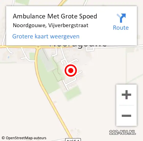 Locatie op kaart van de 112 melding: Ambulance Met Grote Spoed Naar Noordgouwe, Vijverbergstraat op 12 mei 2015 12:31