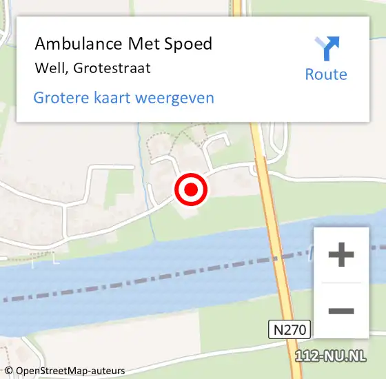 Locatie op kaart van de 112 melding: Ambulance Met Spoed Naar Well, Grotestraat op 12 mei 2015 13:20