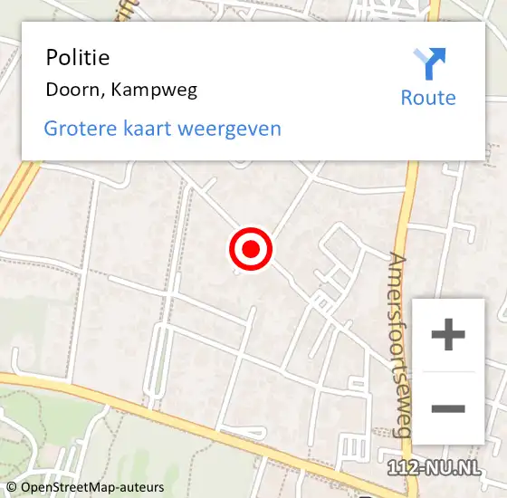 Locatie op kaart van de 112 melding: Politie Doorn, Kampweg op 12 mei 2015 14:52