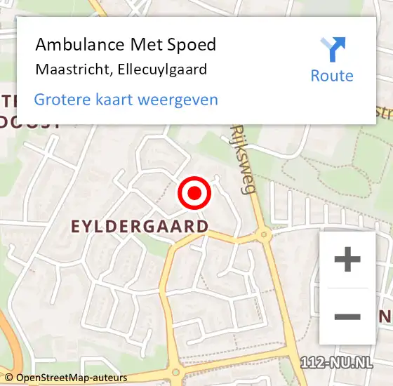 Locatie op kaart van de 112 melding: Ambulance Met Spoed Naar Maastricht, Ellecuylgaard op 12 mei 2015 15:27