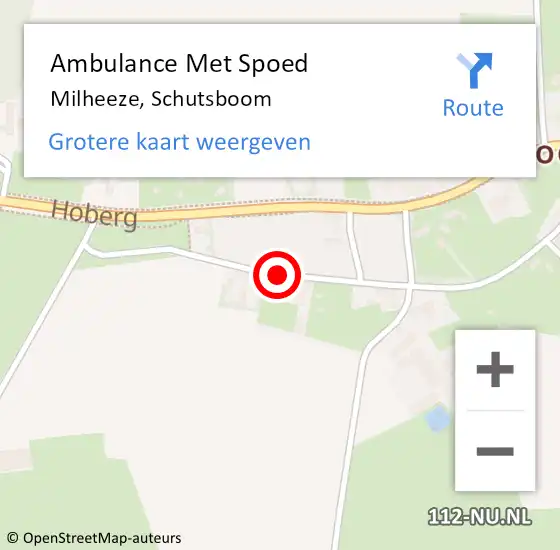 Locatie op kaart van de 112 melding: Ambulance Met Spoed Naar Milheeze, Schutsboom op 12 mei 2015 15:45