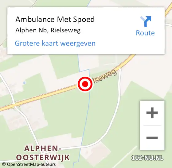 Locatie op kaart van de 112 melding: Ambulance Met Spoed Naar Alphen Nb, Rielseweg op 12 mei 2015 16:31