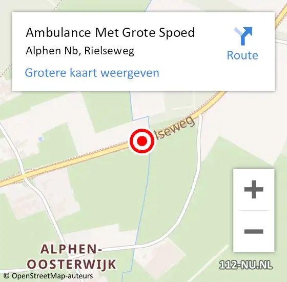 Locatie op kaart van de 112 melding: Ambulance Met Grote Spoed Naar Alphen Nb, Rielseweg op 12 mei 2015 16:35