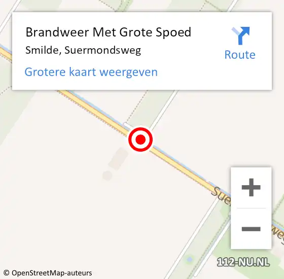 Locatie op kaart van de 112 melding: Brandweer Met Grote Spoed Naar Smilde, Suermondsweg op 12 mei 2015 16:58