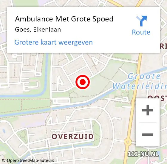 Locatie op kaart van de 112 melding: Ambulance Met Grote Spoed Naar Goes, Eikenlaan op 12 mei 2015 17:17