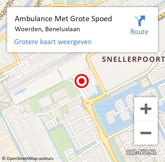 Locatie op kaart van de 112 melding: Ambulance Met Grote Spoed Naar Woerden, Beneluxlaan op 12 mei 2015 17:17