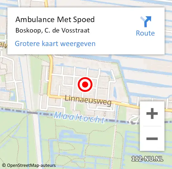 Locatie op kaart van de 112 melding: Ambulance Met Spoed Naar Boskoop, C. de Vosstraat op 12 mei 2015 18:44
