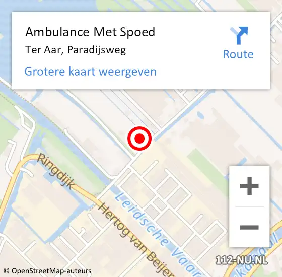 Locatie op kaart van de 112 melding: Ambulance Met Spoed Naar Ter Aar, Paradijsweg op 7 november 2013 14:59