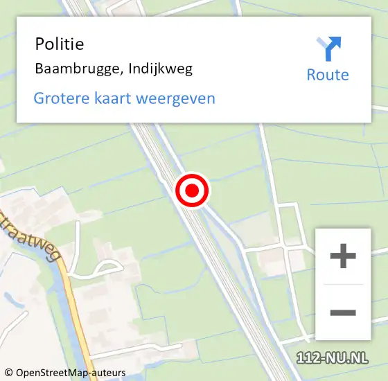 Locatie op kaart van de 112 melding: Politie Baambrugge, Indijkweg op 12 mei 2015 19:03