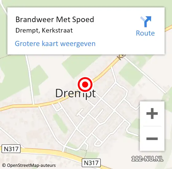 Locatie op kaart van de 112 melding: Brandweer Met Spoed Naar Drempt, Kerkstraat op 12 mei 2015 22:02