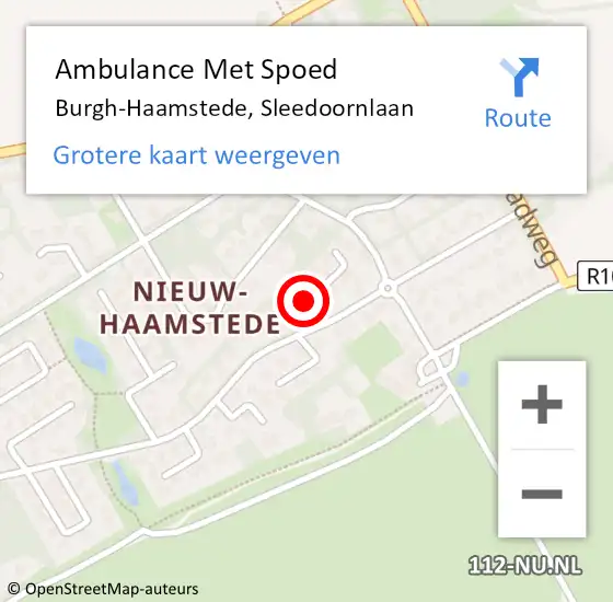 Locatie op kaart van de 112 melding: Ambulance Met Spoed Naar Burgh-Haamstede, Sleedoornlaan op 12 mei 2015 22:35