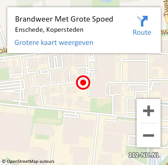 Locatie op kaart van de 112 melding: Brandweer Met Grote Spoed Naar Enschede, Kopersteden op 12 mei 2015 22:44