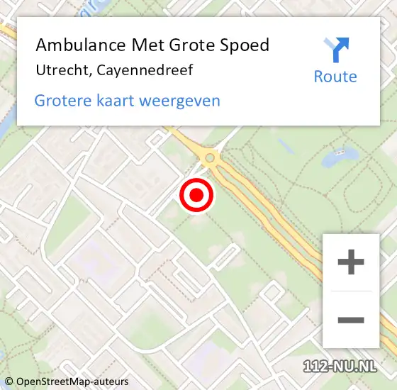 Locatie op kaart van de 112 melding: Ambulance Met Grote Spoed Naar Utrecht, Cayennedreef op 13 mei 2015 00:35