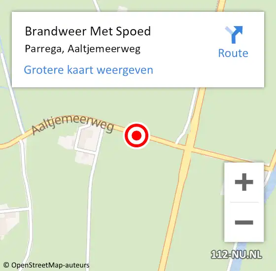 Locatie op kaart van de 112 melding: Brandweer Met Spoed Naar Parrega, Aaltjemeerweg op 13 mei 2015 05:50