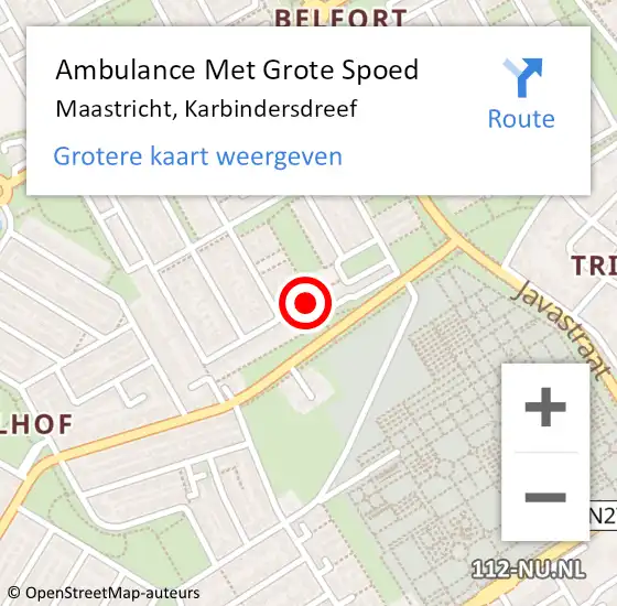 Locatie op kaart van de 112 melding: Ambulance Met Grote Spoed Naar Maastricht, Karbindersdreef op 7 november 2013 15:35