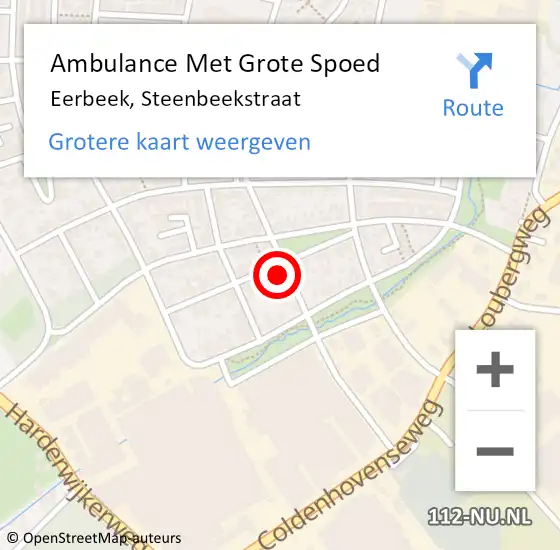 Locatie op kaart van de 112 melding: Ambulance Met Grote Spoed Naar Eerbeek, Steenbeekstraat op 13 mei 2015 08:42