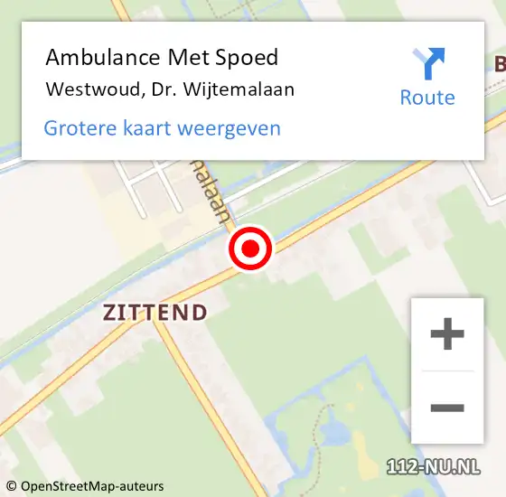 Locatie op kaart van de 112 melding: Ambulance Met Spoed Naar Westwoud, Dr. Wijtemalaan op 13 mei 2015 10:01