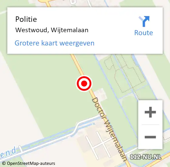 Locatie op kaart van de 112 melding: Politie Westwoud, Wijtemalaan op 13 mei 2015 10:08
