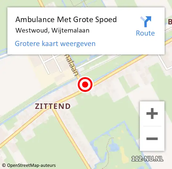 Locatie op kaart van de 112 melding: Ambulance Met Grote Spoed Naar Westwoud, Wijtemalaan op 13 mei 2015 10:13