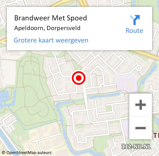 Locatie op kaart van de 112 melding: Brandweer Met Spoed Naar Apeldoorn, Dorpersveld op 13 mei 2015 10:22