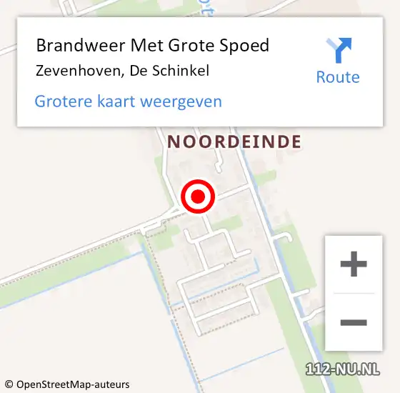 Locatie op kaart van de 112 melding: Brandweer Met Grote Spoed Naar Zevenhoven, De Schinkel op 13 mei 2015 10:23