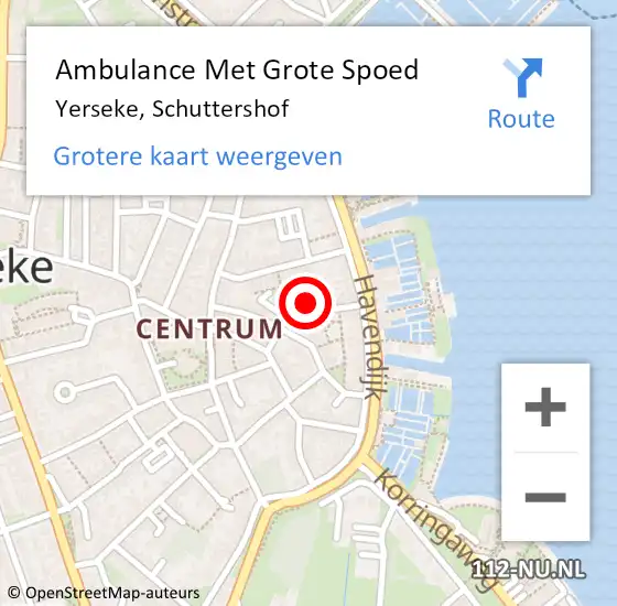 Locatie op kaart van de 112 melding: Ambulance Met Grote Spoed Naar Yerseke, Schuttershof op 13 mei 2015 11:00