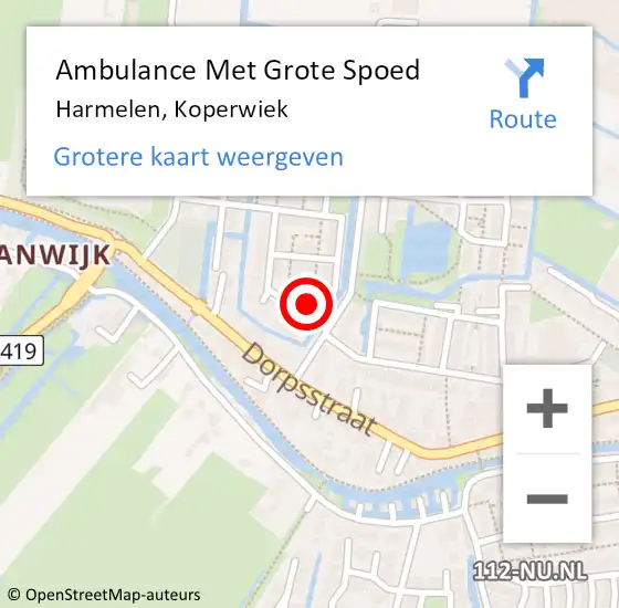 Locatie op kaart van de 112 melding: Ambulance Met Grote Spoed Naar Harmelen, Koperwiek op 13 mei 2015 11:01