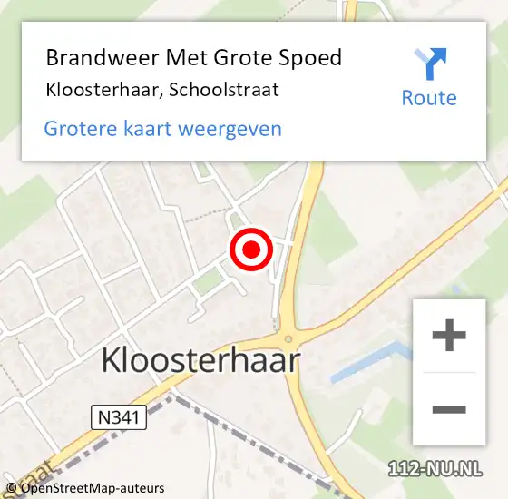 Locatie op kaart van de 112 melding: Brandweer Met Grote Spoed Naar Kloosterhaar, Schoolstraat op 13 mei 2015 11:27