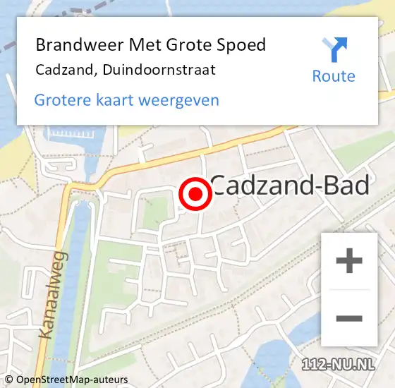 Locatie op kaart van de 112 melding: Brandweer Met Grote Spoed Naar Cadzand, Duindoornstraat op 12 september 2013 08:04