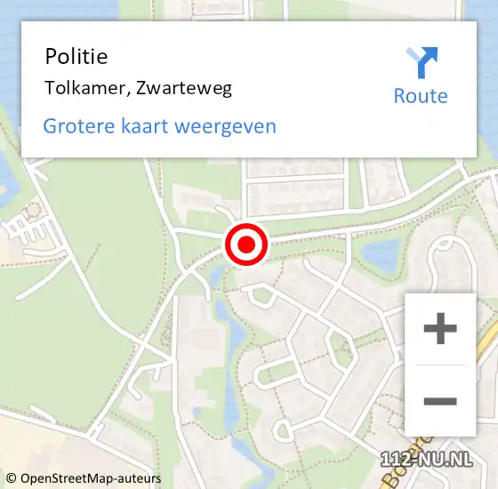 Locatie op kaart van de 112 melding: Politie Tolkamer, Zwarteweg op 13 mei 2015 12:44