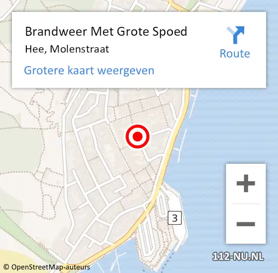 Locatie op kaart van de 112 melding: Brandweer Met Grote Spoed Naar West-Terschelling, Willem Barentszstraat op 13 mei 2015 13:42