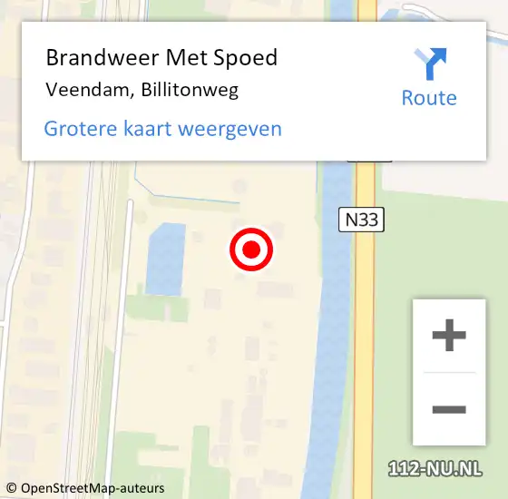 Locatie op kaart van de 112 melding: Brandweer Met Spoed Naar Veendam, Billitonweg op 13 mei 2015 13:55