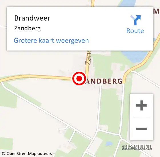 Locatie op kaart van de 112 melding: Brandweer Zandberg op 13 mei 2015 14:07