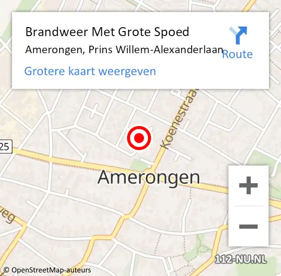 Locatie op kaart van de 112 melding: Brandweer Met Grote Spoed Naar Amerongen, Prins Willem-Alexanderlaan op 13 mei 2015 14:52