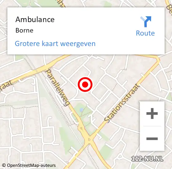 Locatie op kaart van de 112 melding: Ambulance Borne op 13 mei 2015 15:40