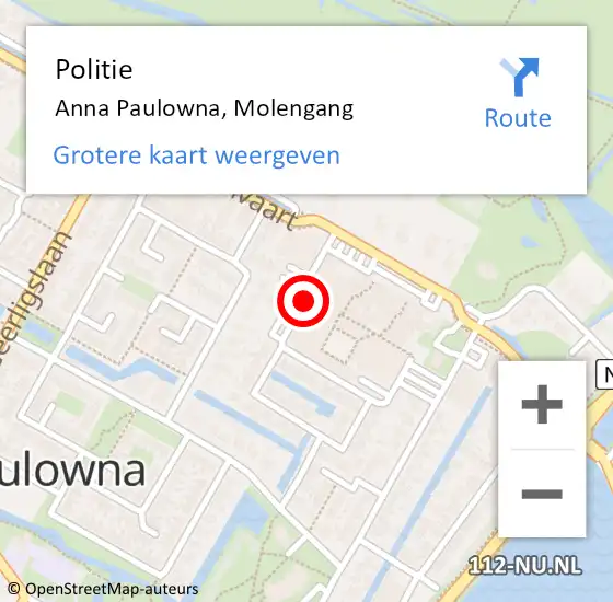 Locatie op kaart van de 112 melding: Politie Anna Paulowna, Molengang op 13 mei 2015 15:42