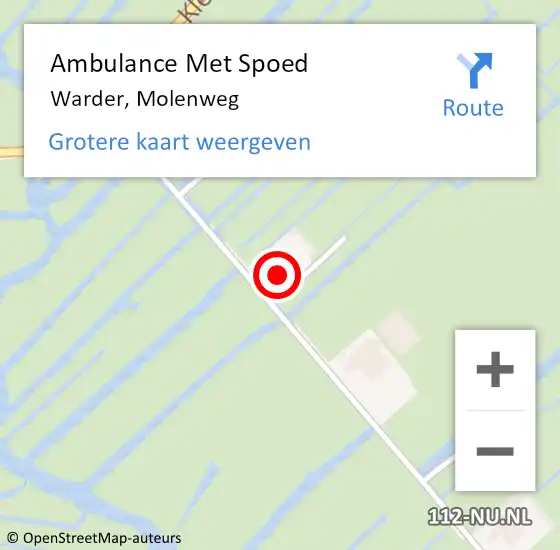 Locatie op kaart van de 112 melding: Ambulance Met Spoed Naar Warder, Molenweg op 13 mei 2015 15:52