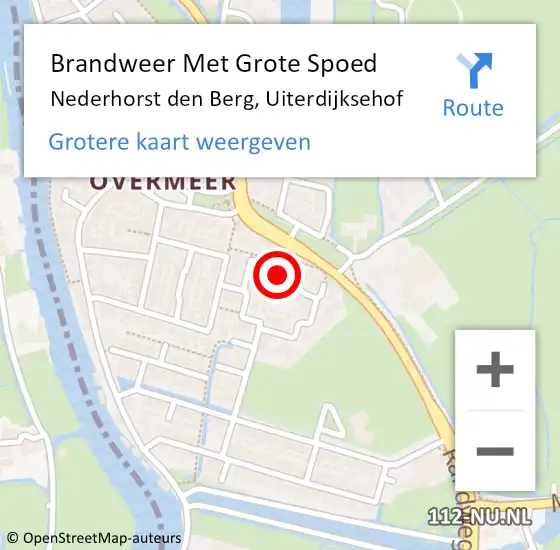 Locatie op kaart van de 112 melding: Brandweer Met Grote Spoed Naar Nederhorst den Berg, Uiterdijksehof op 13 mei 2015 15:54