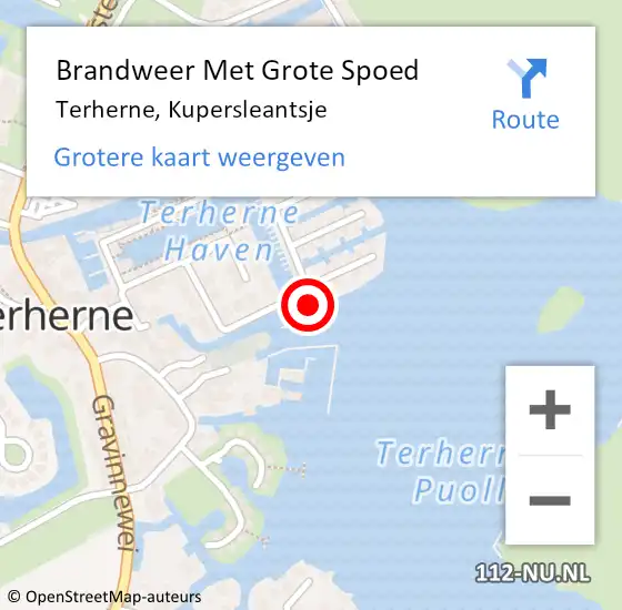 Locatie op kaart van de 112 melding: Brandweer Met Grote Spoed Naar Terherne, Kupersleantsje op 13 mei 2015 16:40